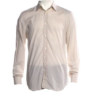 Men’s Burberry Stripped Beige White Button Shirt M Long Sleeve
